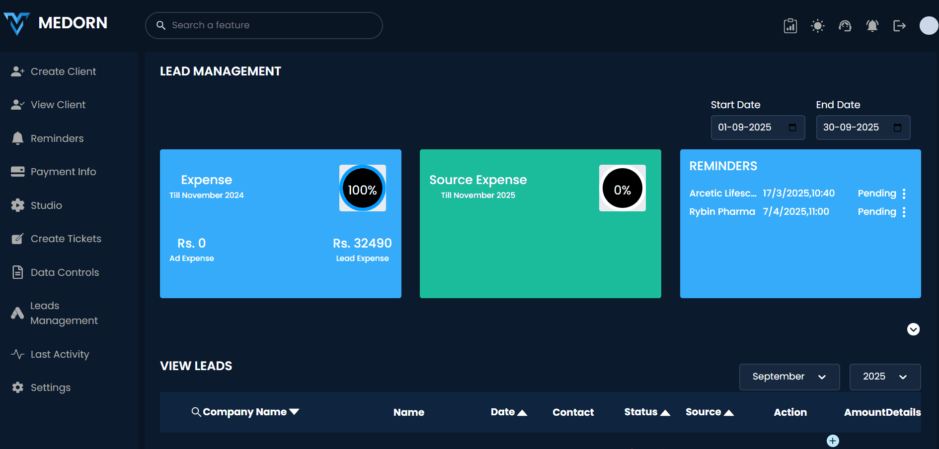 Admin Portal MEDRON - View 1