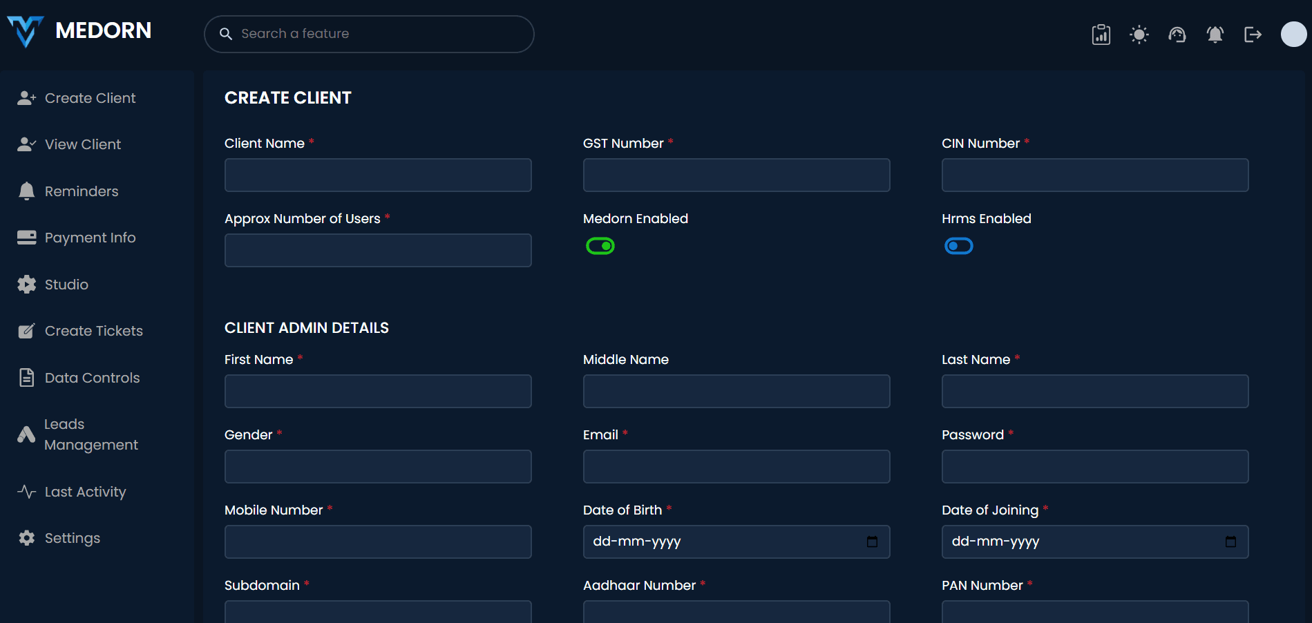 Admin Portal MEDRON - View 2
