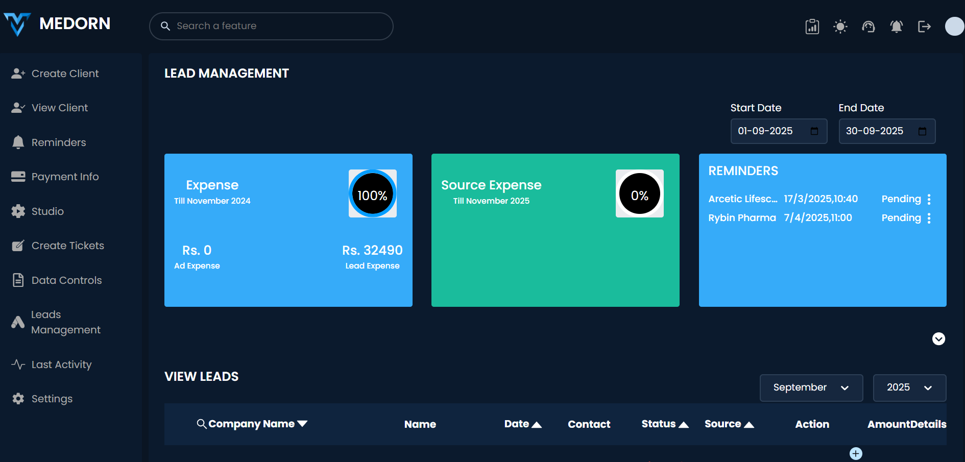 Admin Portal MEDRON - View 1