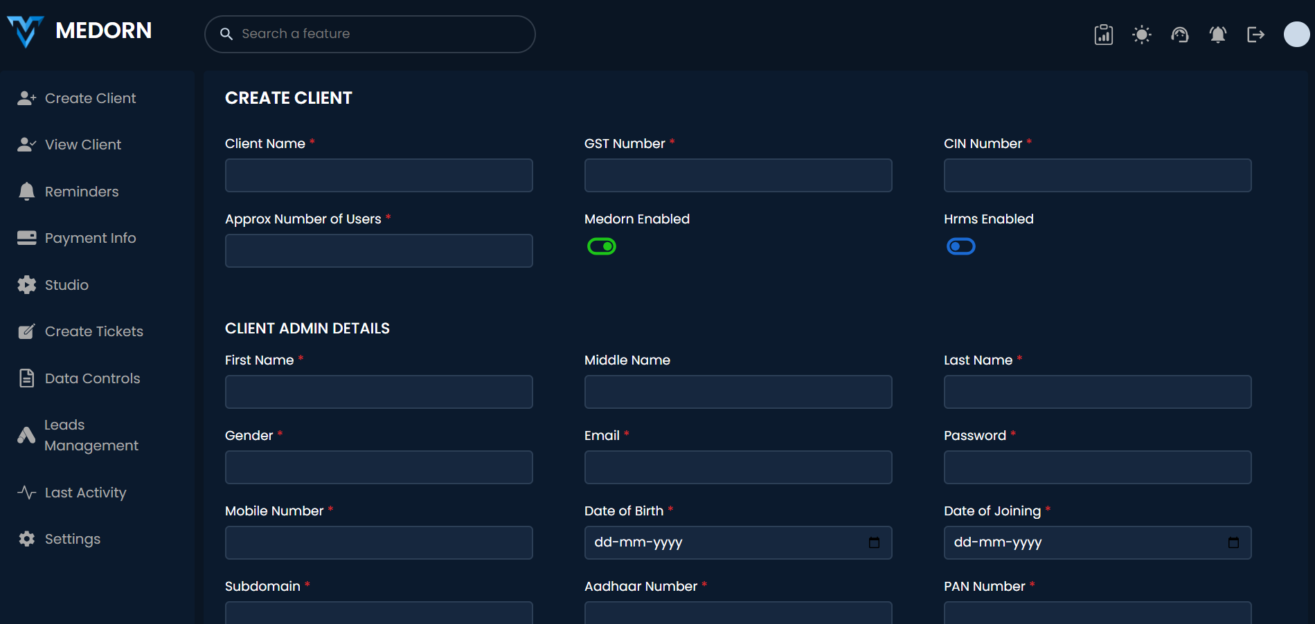 Admin Portal MEDRON - View 2